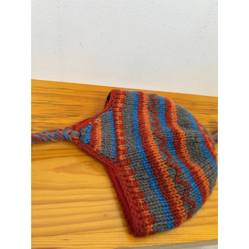 Everest Designs‎ Toddler 2-4 100% Wool Striped Fleece Earflap Hat Made in Nepal